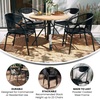 image:imageFlash Furniture Lila Modern Rattan IndoorOutdoor Stackable Dining Chairs Stacking Rattan Bistro Chairs for Patio or Restaurant Set of 4 BrownBlack