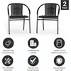 image:imageFlash Furniture Lila Modern Rattan IndoorOutdoor Stackable Dining Chairs Stacking Rattan Bistro Chairs for Patio or Restaurant Set of 4 BrownBlack