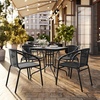 image:imageFlash Furniture Lila Modern Rattan IndoorOutdoor Stackable Dining Chairs Stacking Rattan Bistro Chairs for Patio or Restaurant Set of 4 BrownBlack