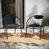 image:imageFlash Furniture Lila Modern Rattan IndoorOutdoor Stackable Dining Chairs Stacking Rattan Bistro Chairs for Patio or Restaurant Set of 4 BrownBlack