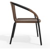 image:imageFlash Furniture Lila Modern Rattan IndoorOutdoor Stackable Dining Chairs Stacking Rattan Bistro Chairs for Patio or Restaurant Set of 4 BrownDark Brown