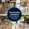 image:imageFlash Furniture Lila Modern Rattan IndoorOutdoor Stackable Dining Chairs Stacking Rattan Bistro Chairs for Patio or Restaurant Set of 4 BrownDark Brown