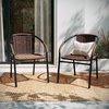 image:imageFlash Furniture Lila Modern Rattan IndoorOutdoor Stackable Dining Chairs Stacking Rattan Bistro Chairs for Patio or Restaurant Set of 4 BrownDark Brown
