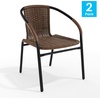 image:imageFlash Furniture Lila Modern Rattan IndoorOutdoor Stackable Dining Chairs Stacking Rattan Bistro Chairs for Patio or Restaurant Set of 4 BrownDark Brown