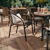 image:imageFlash Furniture Lila Modern Rattan IndoorOutdoor Stackable Dining Chairs Stacking Rattan Bistro Chairs for Patio or Restaurant Set of 4 BrownDark Brown