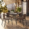 image:imageFlash Furniture Lila Modern Rattan IndoorOutdoor Stackable Dining Chairs Stacking Rattan Bistro Chairs for Patio or Restaurant Set of 4 BrownDark Brown