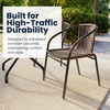 image:imageFlash Furniture Lila Modern Rattan IndoorOutdoor Stackable Dining Chairs Stacking Rattan Bistro Chairs for Patio or Restaurant Set of 4 BrownDark Brown