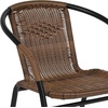 image:imageFlash Furniture Lila Modern Rattan IndoorOutdoor Stackable Dining Chairs Stacking Rattan Bistro Chairs for Patio or Restaurant Set of 4 BrownDark Brown