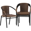 image:imageFlash Furniture Lila Modern Rattan IndoorOutdoor Stackable Dining Chairs Stacking Rattan Bistro Chairs for Patio or Restaurant Set of 4 BrownDark Brown
