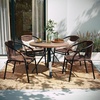 image:imageFlash Furniture Lila Modern Rattan IndoorOutdoor Stackable Dining Chairs Stacking Rattan Bistro Chairs for Patio or Restaurant Set of 4 BrownDark Brown