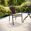 image:imageFlash Furniture Lila Modern Rattan IndoorOutdoor Stackable Dining Chairs Stacking Rattan Bistro Chairs for Patio or Restaurant Set of 4 BrownDark Brown