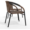 image:imageFlash Furniture Lila Modern Rattan IndoorOutdoor Stackable Dining Chairs Stacking Rattan Bistro Chairs for Patio or Restaurant Set of 4 BrownDark Brown