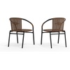 image:imageFlash Furniture Lila Modern Rattan IndoorOutdoor Stackable Dining Chairs Stacking Rattan Bistro Chairs for Patio or Restaurant Set of 4 BrownDark Brown