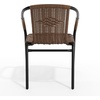 image:imageFlash Furniture Lila Modern Rattan IndoorOutdoor Stackable Dining Chairs Stacking Rattan Bistro Chairs for Patio or Restaurant Set of 4 BrownDark Brown