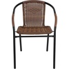 image:imageFlash Furniture Lila Modern Rattan IndoorOutdoor Stackable Dining Chairs Stacking Rattan Bistro Chairs for Patio or Restaurant Set of 4 BrownDark Brown