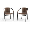 image:imageFlash Furniture Lila Modern Rattan IndoorOutdoor Stackable Dining Chairs Stacking Rattan Bistro Chairs for Patio or Restaurant Set of 4 BrownDark Brown
