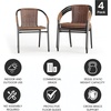 image:imageFlash Furniture Lila Modern Rattan IndoorOutdoor Stackable Dining Chairs Stacking Rattan Bistro Chairs for Patio or Restaurant Set of 4 BrownDark Brown
