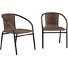 image:imageFlash Furniture Lila Modern Rattan IndoorOutdoor Stackable Dining Chairs Stacking Rattan Bistro Chairs for Patio or Restaurant Set of 4 BrownDark Brown