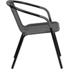 image:imageFlash Furniture Lila Modern Rattan IndoorOutdoor Stackable Dining Chairs Stacking Rattan Bistro Chairs for Patio or Restaurant Set of 4 BrownGrey