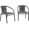 image:imageFlash Furniture Lila Modern Rattan IndoorOutdoor Stackable Dining Chairs Stacking Rattan Bistro Chairs for Patio or Restaurant Set of 4 BrownGrey