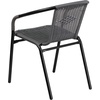 image:imageFlash Furniture Lila Modern Rattan IndoorOutdoor Stackable Dining Chairs Stacking Rattan Bistro Chairs for Patio or Restaurant Set of 4 BrownGrey