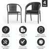 image:imageFlash Furniture Lila Modern Rattan IndoorOutdoor Stackable Dining Chairs Stacking Rattan Bistro Chairs for Patio or Restaurant Set of 4 BrownGrey