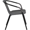 image:imageFlash Furniture Lila Modern Rattan IndoorOutdoor Stackable Dining Chairs Stacking Rattan Bistro Chairs for Patio or Restaurant Set of 4 BrownGrey