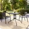 image:imageFlash Furniture Lila Modern Rattan IndoorOutdoor Stackable Dining Chairs Stacking Rattan Bistro Chairs for Patio or Restaurant Set of 4 BrownGrey