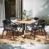 image:imageFlash Furniture Lila Modern Rattan IndoorOutdoor Stackable Dining Chairs Stacking Rattan Bistro Chairs for Patio or Restaurant Set of 4 BrownGrey