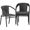 image:imageFlash Furniture Lila Modern Rattan IndoorOutdoor Stackable Dining Chairs Stacking Rattan Bistro Chairs for Patio or Restaurant Set of 4 BrownGrey