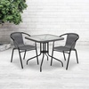 image:imageFlash Furniture Lila Modern Rattan IndoorOutdoor Stackable Dining Chairs Stacking Rattan Bistro Chairs for Patio or Restaurant Set of 4 BrownGrey