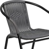 image:imageFlash Furniture Lila Modern Rattan IndoorOutdoor Stackable Dining Chairs Stacking Rattan Bistro Chairs for Patio or Restaurant Set of 4 BrownGrey