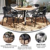 image:imageFlash Furniture Lila Modern Rattan IndoorOutdoor Stackable Dining Chairs Stacking Rattan Bistro Chairs for Patio or Restaurant Set of 4 BrownGrey