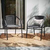 image:imageFlash Furniture Lila Modern Rattan IndoorOutdoor Stackable Dining Chairs Stacking Rattan Bistro Chairs for Patio or Restaurant Set of 4 BrownGrey