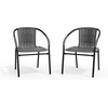 image:imageFlash Furniture Lila Modern Rattan IndoorOutdoor Stackable Dining Chairs Stacking Rattan Bistro Chairs for Patio or Restaurant Set of 4 BrownGrey