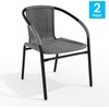 image:imageFlash Furniture Lila Modern Rattan IndoorOutdoor Stackable Dining Chairs Stacking Rattan Bistro Chairs for Patio or Restaurant Set of 4 BrownGrey