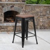 image:imageFlash Furniture Lily 24 High Backless Orange Metal Counter Height Stool with Square Wood Seat Pack of 1Black