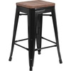 image:imageFlash Furniture Lily 24 High Backless Orange Metal Counter Height Stool with Square Wood Seat Pack of 1Black