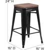 image:imageFlash Furniture Lily 24 High Backless Orange Metal Counter Height Stool with Square Wood Seat Pack of 1Black