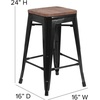 image:imageFlash Furniture Lily 24 High Backless Orange Metal Counter Height Stool with Square Wood Seat Pack of 1Black