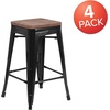 image:imageFlash Furniture Lily 24 High Backless Orange Metal Counter Height Stool with Square Wood Seat Pack of 1Black