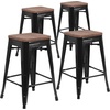 image:imageFlash Furniture Lily 24 High Backless Orange Metal Counter Height Stool with Square Wood Seat Pack of 1Black