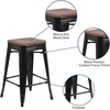 image:imageFlash Furniture Lily 24 High Backless Orange Metal Counter Height Stool with Square Wood Seat Pack of 1Black