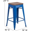 image:imageFlash Furniture Lily 24 High Backless Orange Metal Counter Height Stool with Square Wood Seat Pack of 1Blue