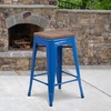 image:imageFlash Furniture Lily 24 High Backless Orange Metal Counter Height Stool with Square Wood Seat Pack of 1Blue