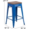 image:imageFlash Furniture Lily 24 High Backless Orange Metal Counter Height Stool with Square Wood Seat Pack of 1Blue