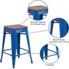 image:imageFlash Furniture Lily 24 High Backless Orange Metal Counter Height Stool with Square Wood Seat Pack of 1Blue