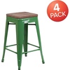 image:imageFlash Furniture Lily 24 High Backless Orange Metal Counter Height Stool with Square Wood Seat Pack of 1Green