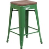image:imageFlash Furniture Lily 24 High Backless Orange Metal Counter Height Stool with Square Wood Seat Pack of 1Green