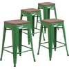 image:imageFlash Furniture Lily 24 High Backless Orange Metal Counter Height Stool with Square Wood Seat Pack of 1Green